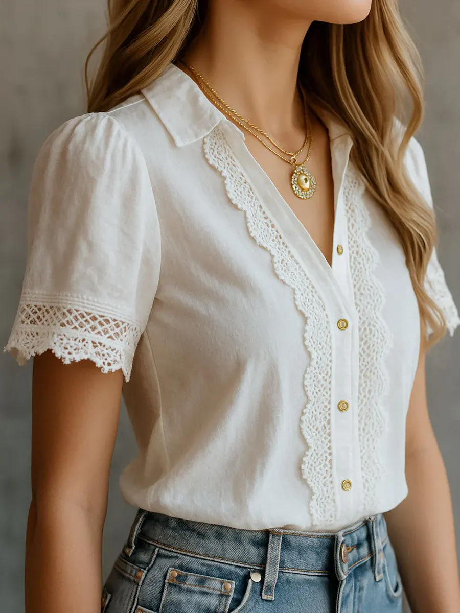 Linen Shirt Breathable - Camisas Elegantes Femininas Casuais em Cores
