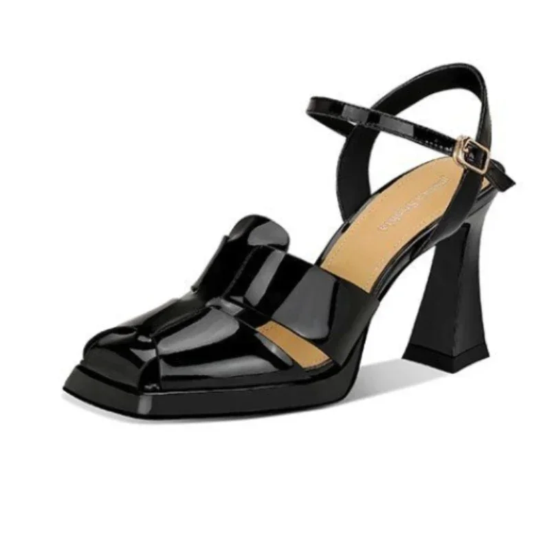 Casual Sandal Leather - Sandálias de salto alto feminino moda