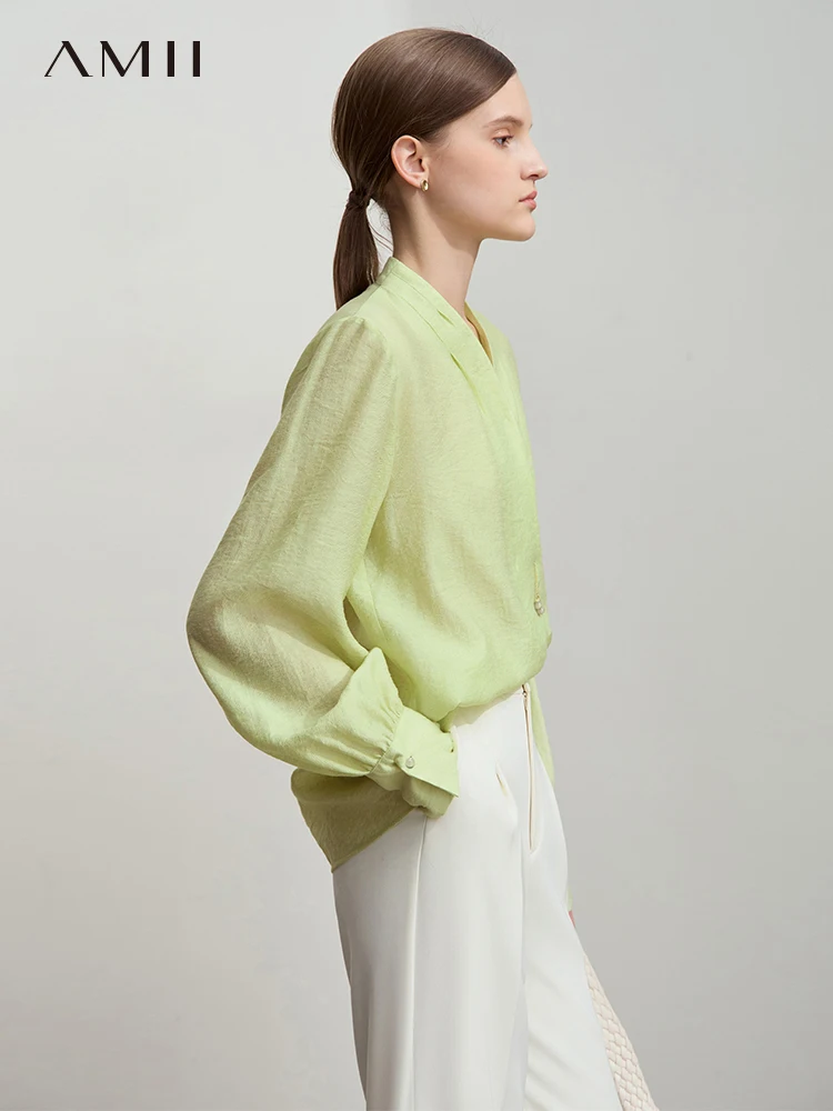 Linen Shirt Breathable - Camisa Minimalista de Chiffon AMII para
