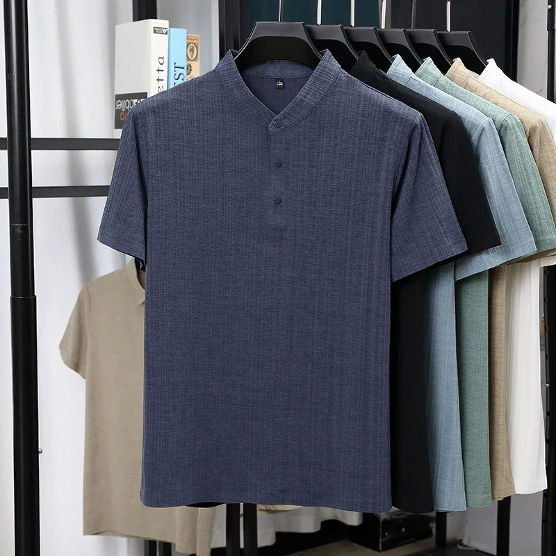 Camisas Masculinas de Linho Te - Linen Shirt Breathable avaliação e preço