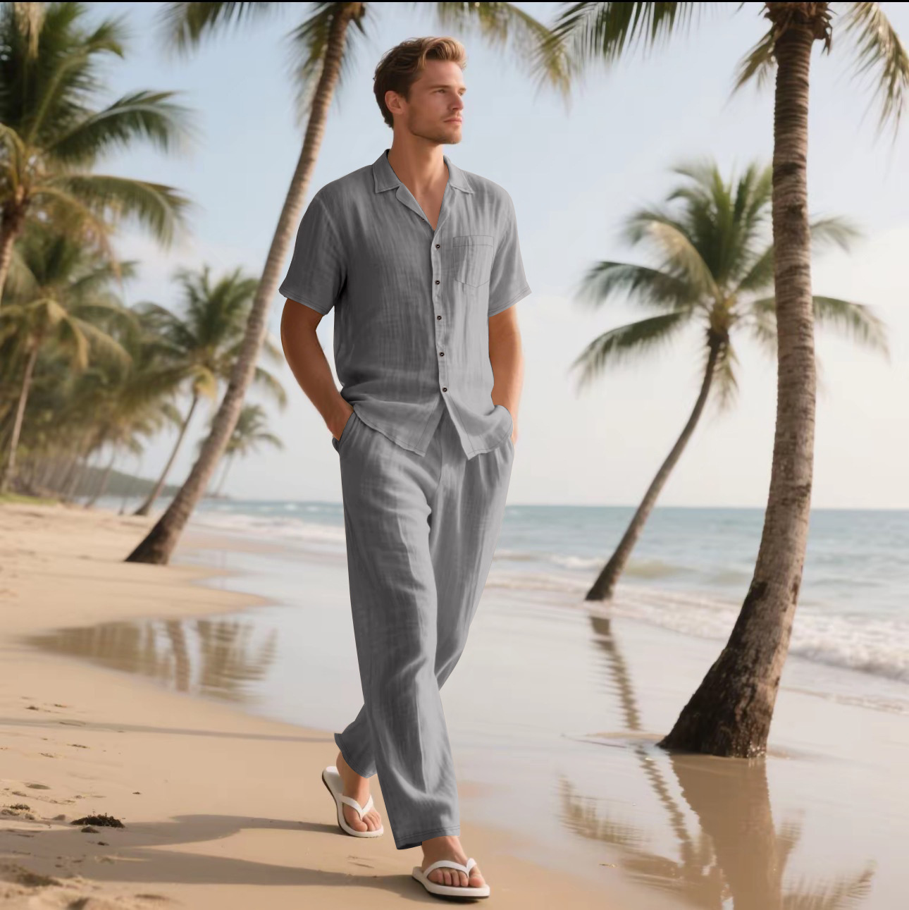 Conjunto de Calças Longas e Ca - Short Linen Drawstring avaliação e preço