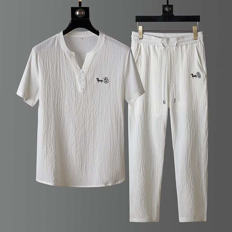 Novo Conjunto de Camiseta de L - Short Linen Drawstring avaliação e preço
