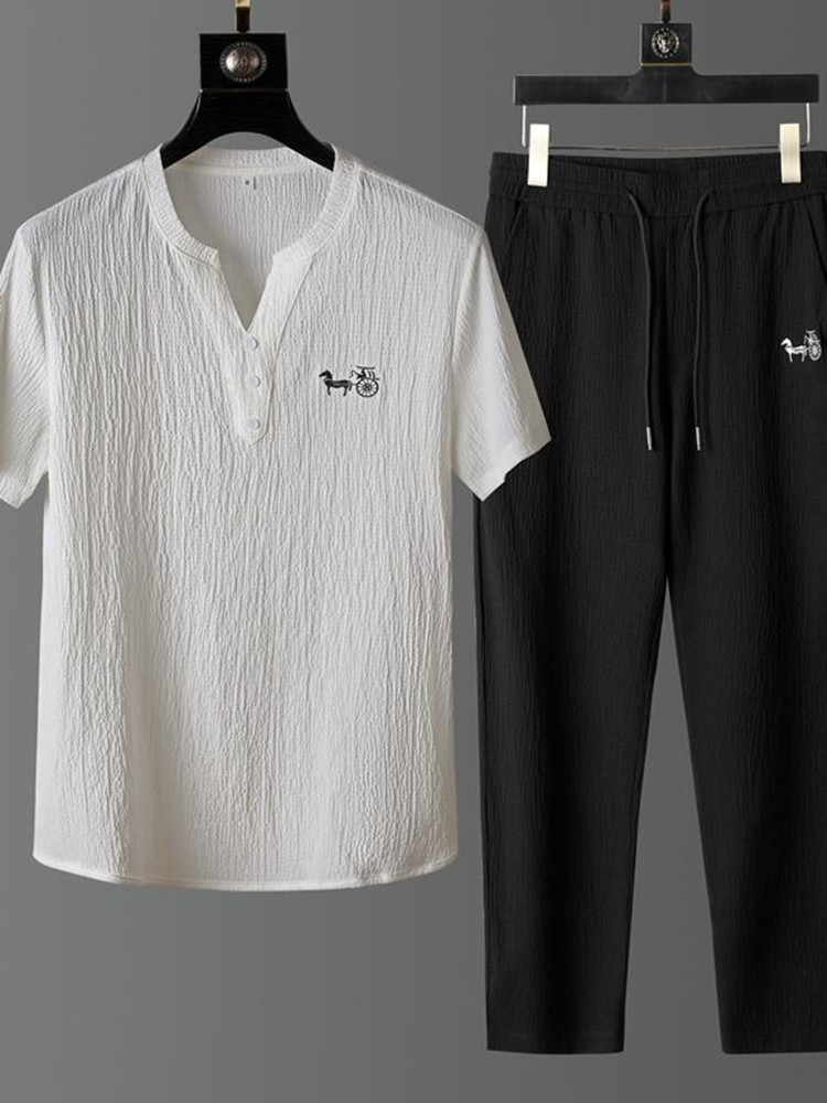Novo Conjunto de Camiseta de L - Short Linen Drawstring avaliação e preço
