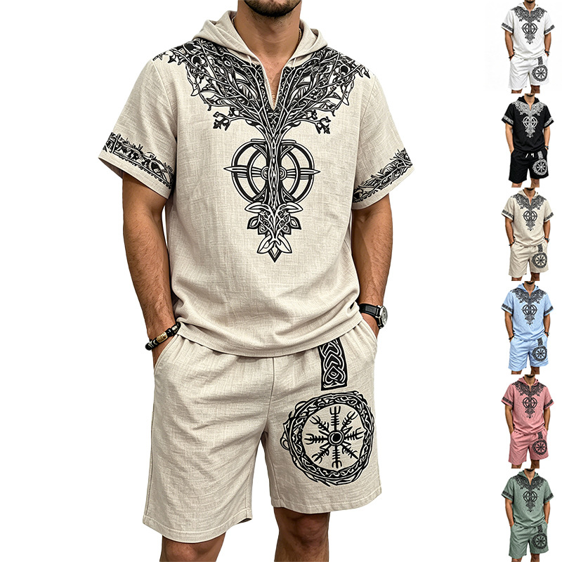 Conjunto de Verão Masculino co - Short Linen Drawstring avaliação e preço
