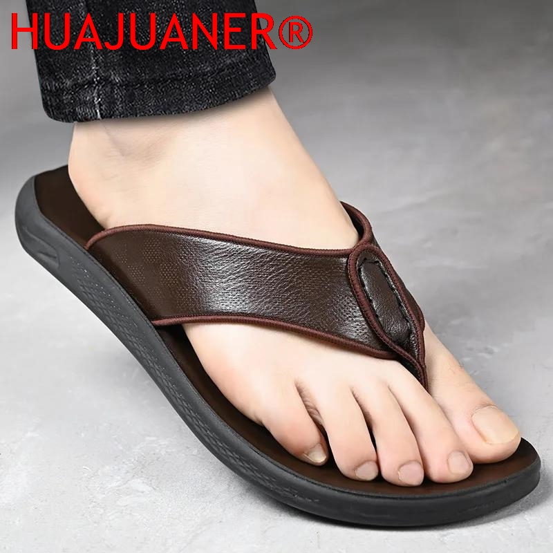 Sandálias Casuais Masculinas p - Flip Flop Leather Men avaliação e preço